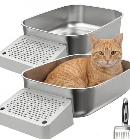 Stainless Steel Enclosed Cat Litter Box