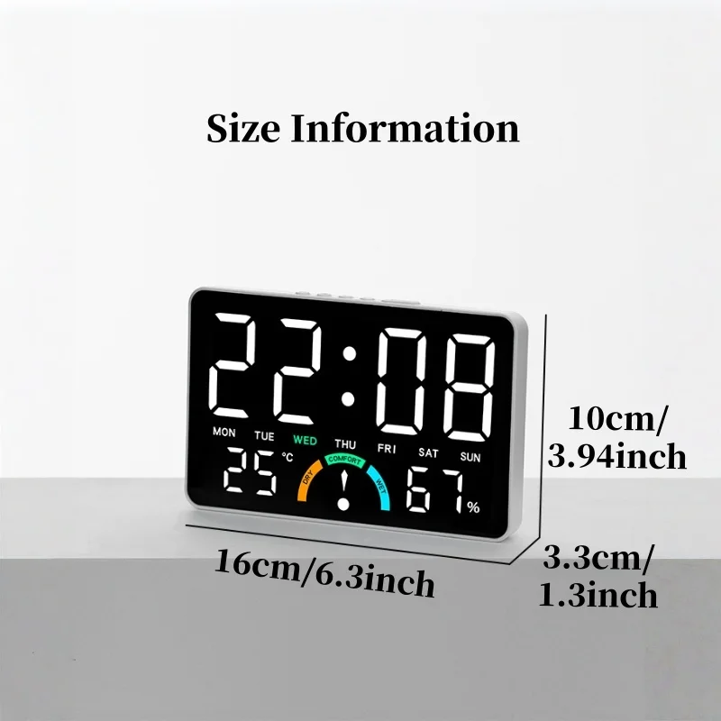 Digitaler Wecker TEMP Luftfeuchtigkeit Komfortstufe Woche 2 Alarm 3