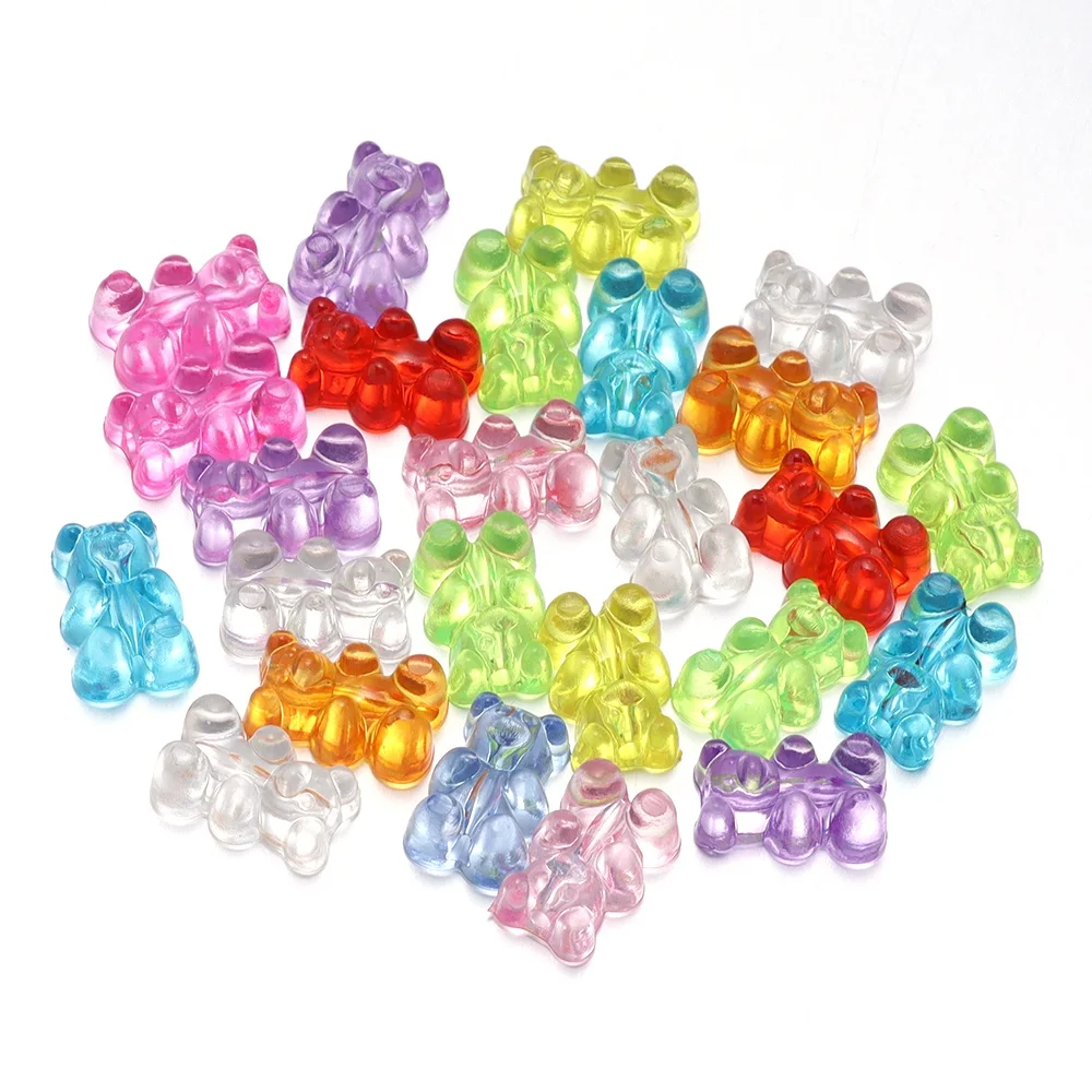 50 Stück Bunte Bären-Acrylperlen Niedliche Transparente Gummibärchen-Serie Perlen 4