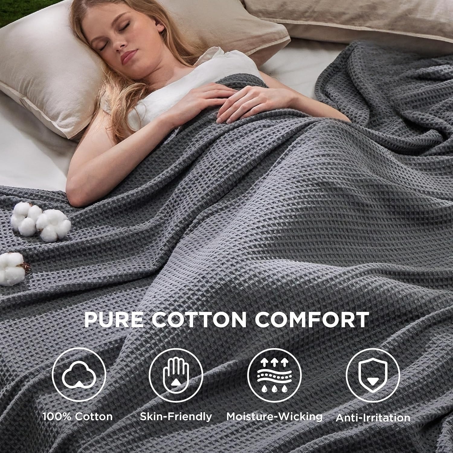 Waffle Weave Cotton Sofa Blanket