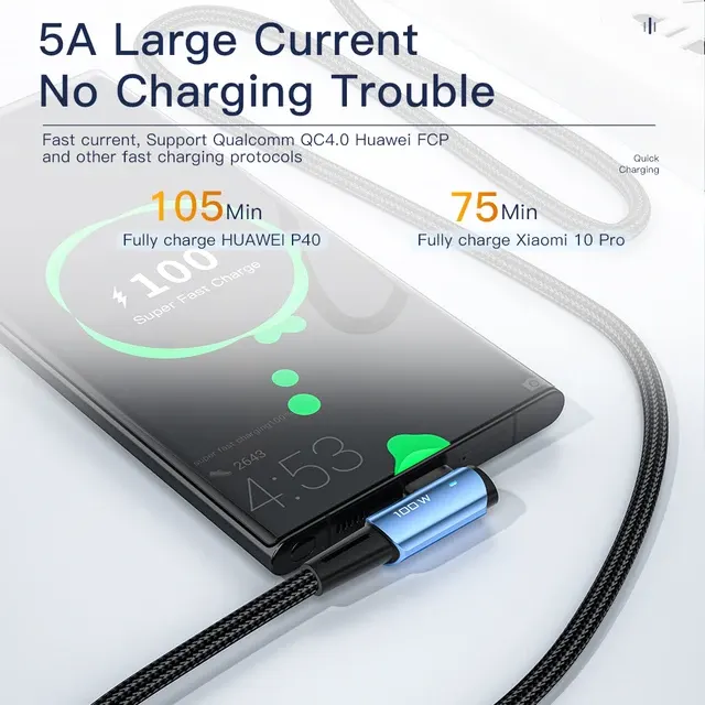 100W USB-C Cable with 90-Degree Angle 3