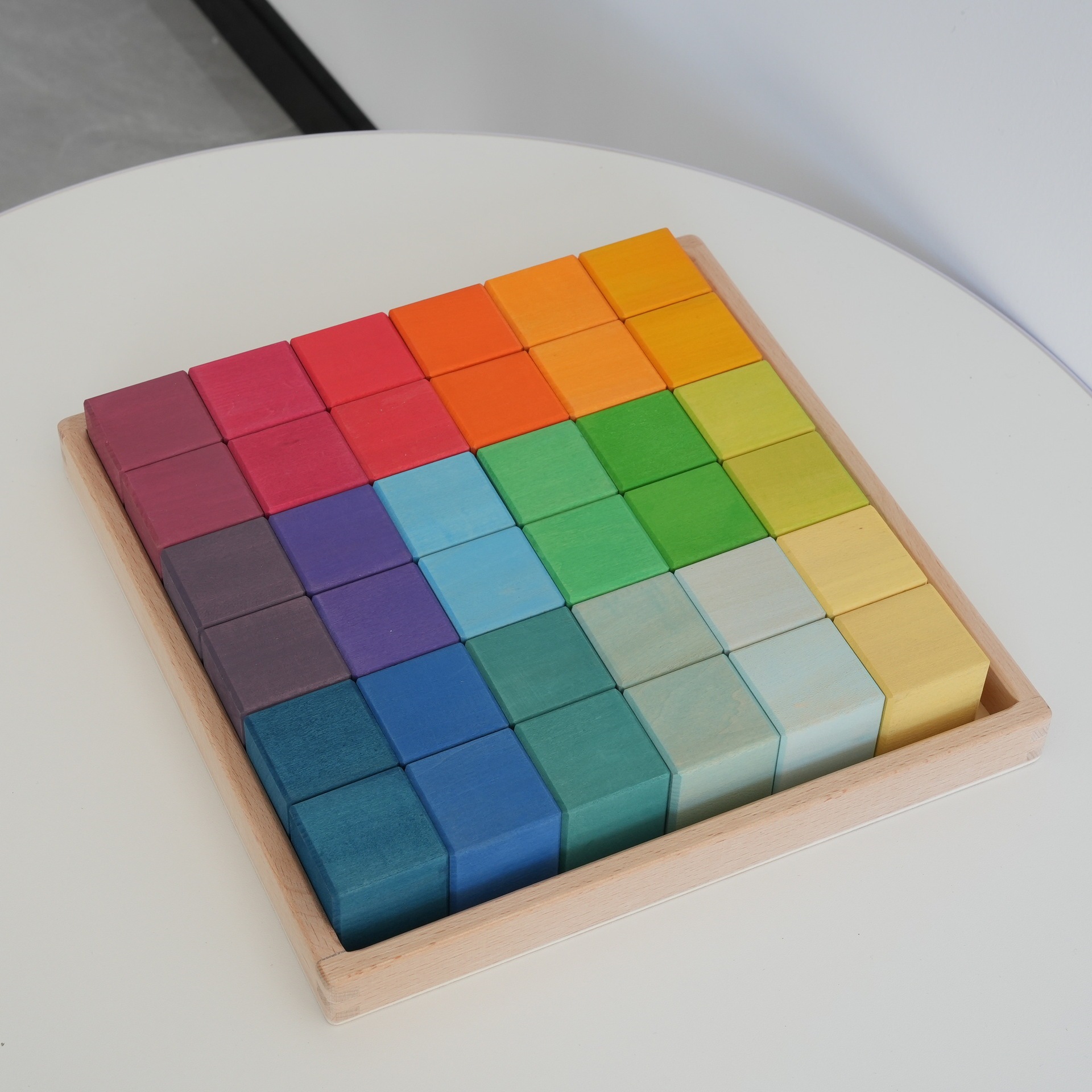 Rainbow Basswood Mosaic Wooden Building Blocks 3