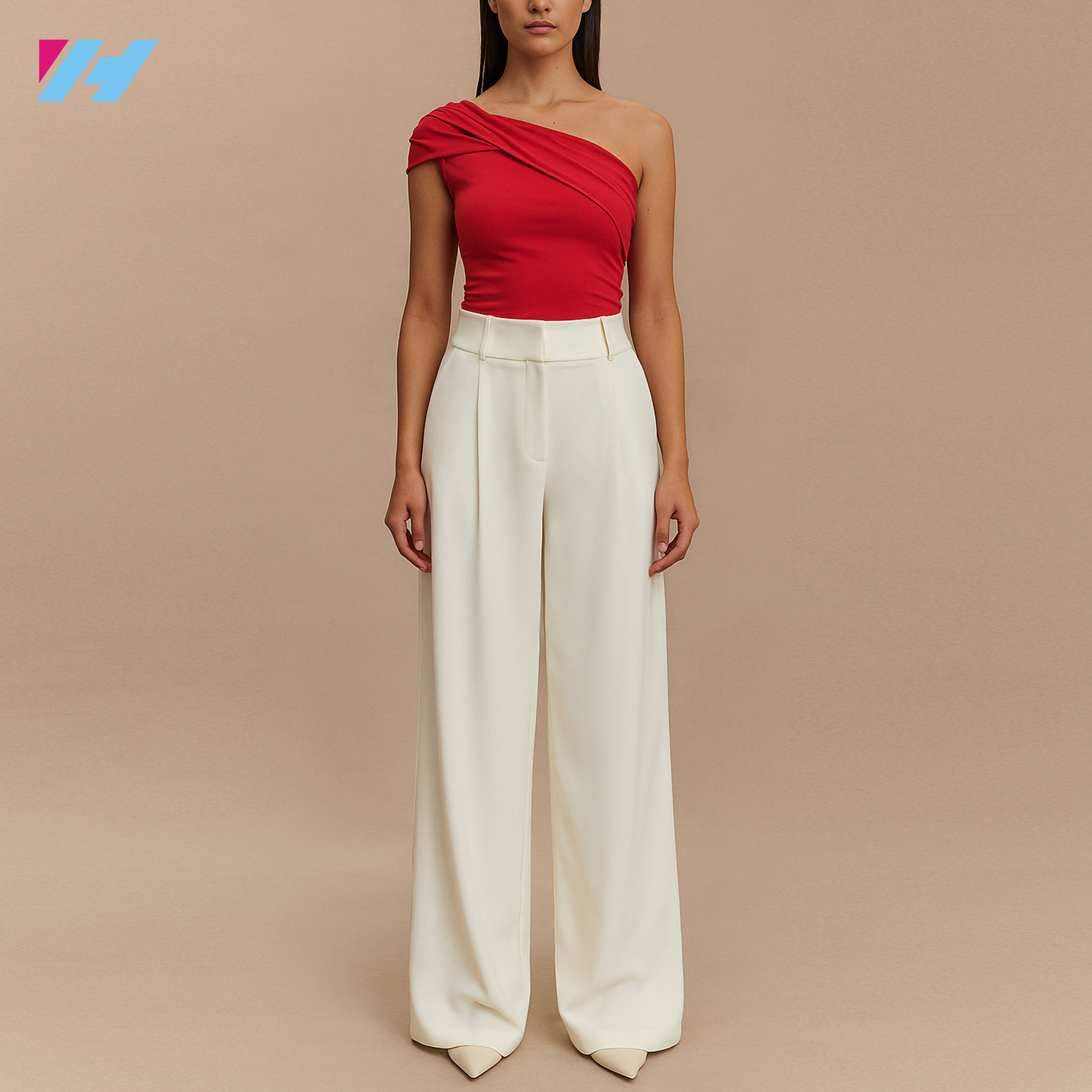 High-Waist Pleated Wide-Leg Trousers for Women