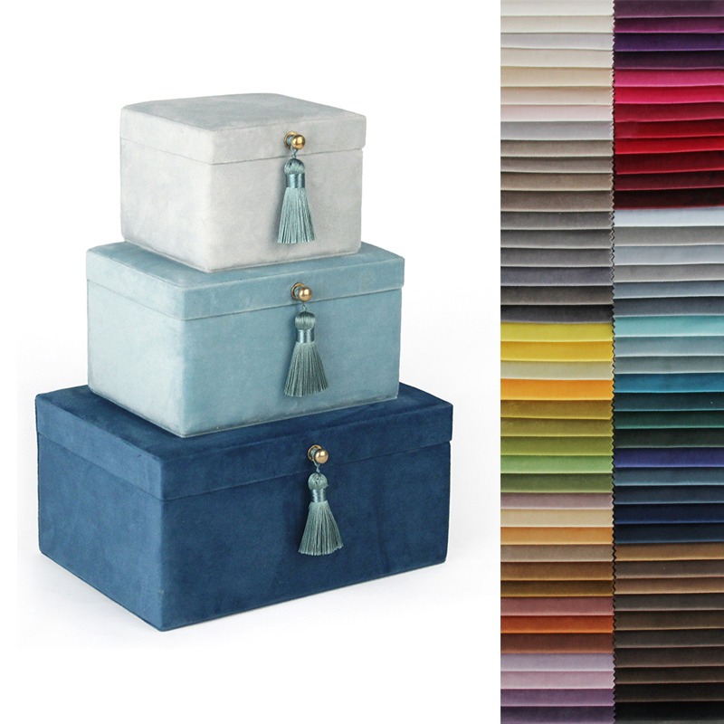 Velvet Fabric Covered Wooden Jewelry Storage Box Organizer 3