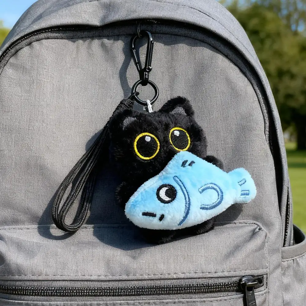 Plush Black Cat Keychain Charm 4