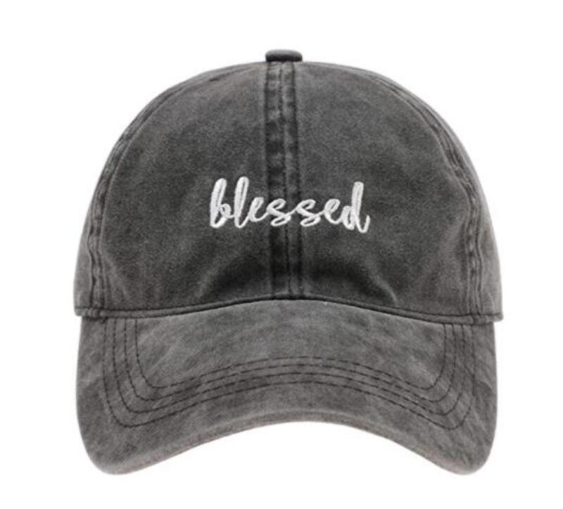 Washed BLESSED Embroidery Cap Mom Dad Hats 2