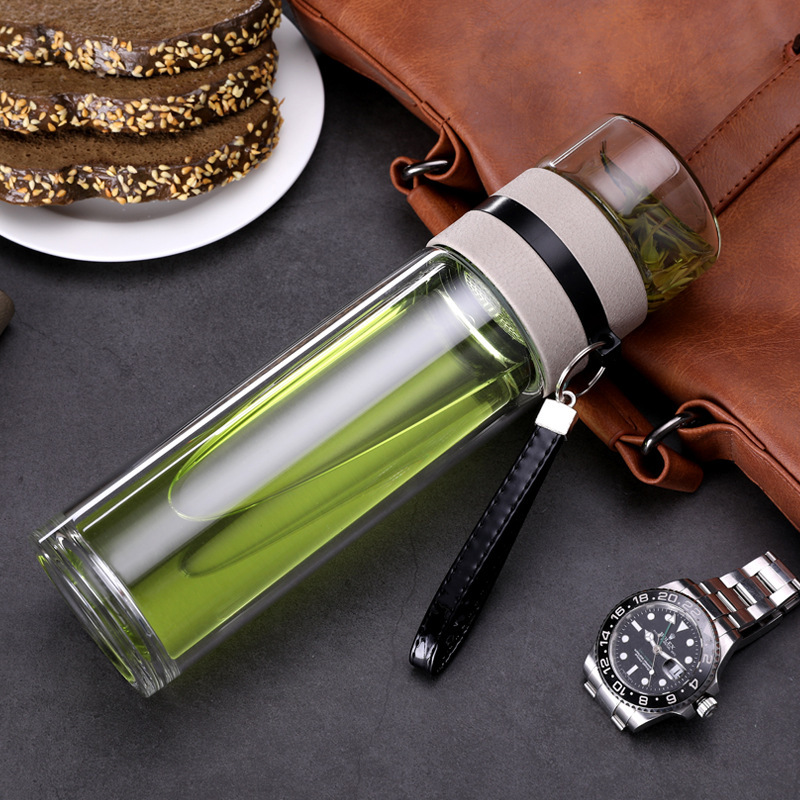 High Appearance Double Wall Glass Water Bottle Long