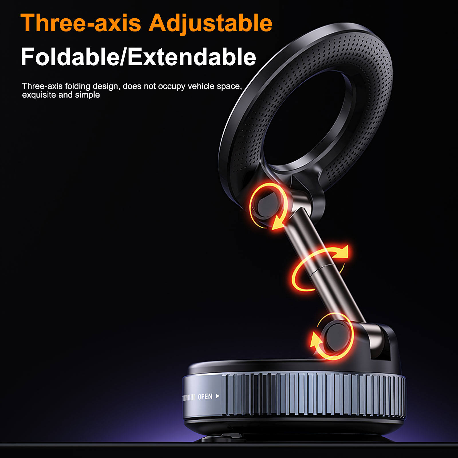 Foldable Magnetic Phone Mount with Suction Base 3