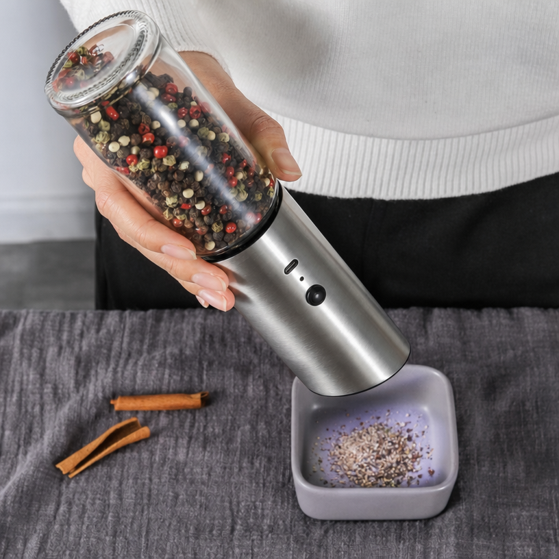 Electric Pepper Mill Salt Grinder Stainless Steel Rechargeable