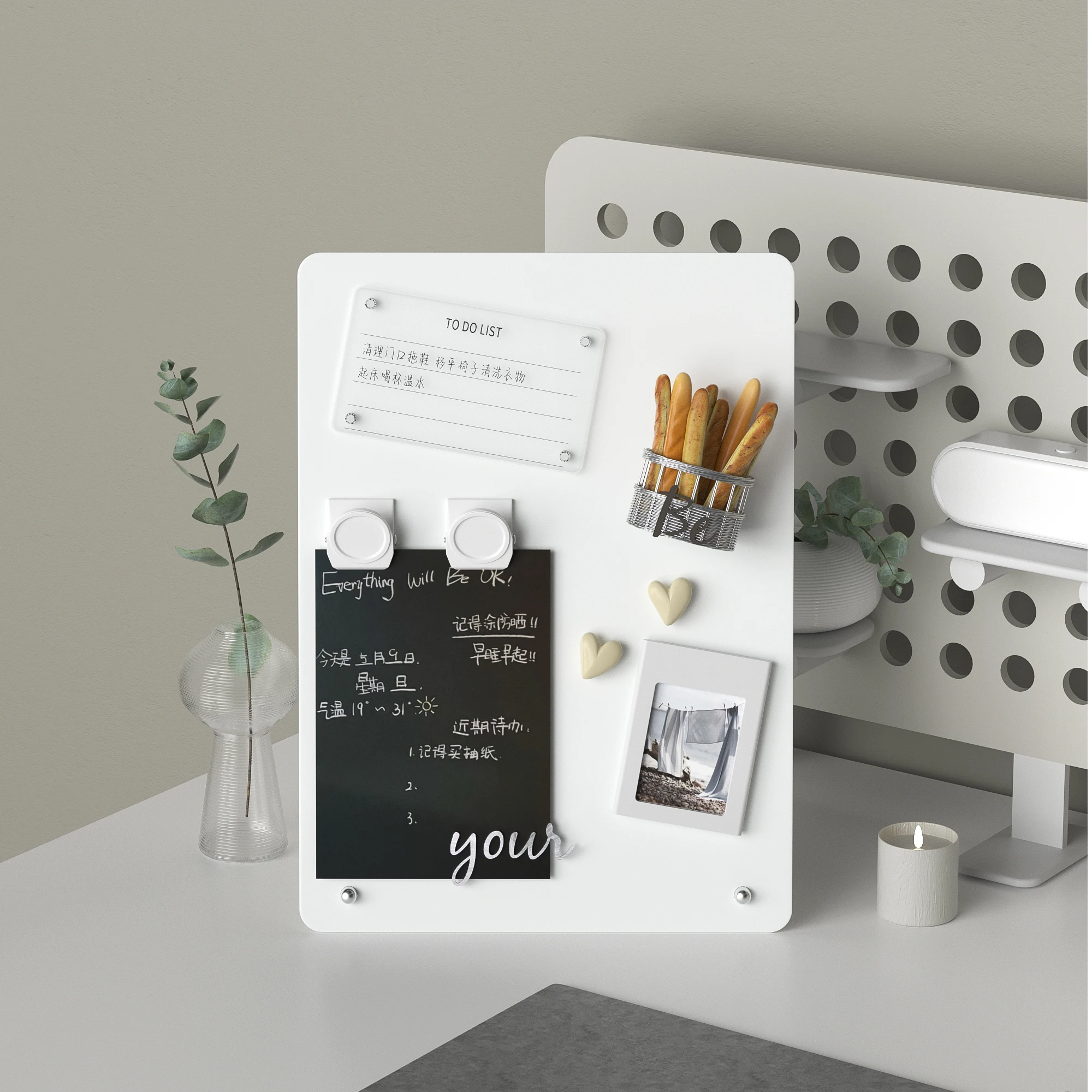 Magnetische Pinnwand mit Ständer Magnettafel für Tischplatte Magnetischer 2