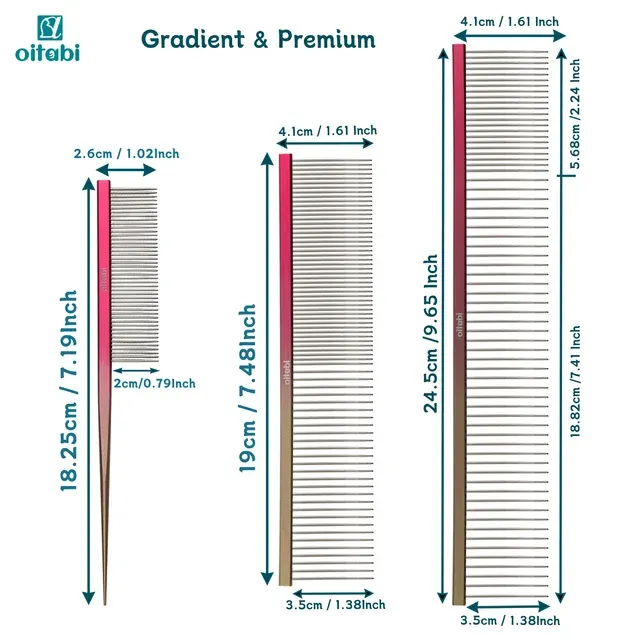 OITABI Professioneller Tierpflegekamm Gradient Deluxe Spitze Schwanzkamm für 2