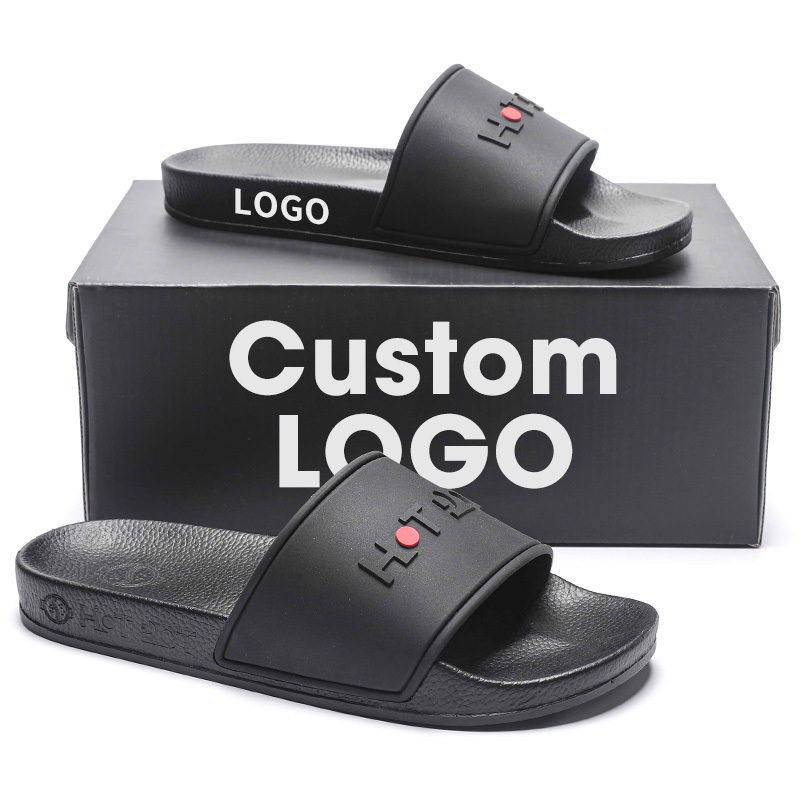 Black PVC Slide Sandals for Men