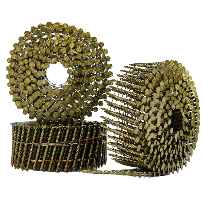 Weather Resistant Bulk 15 Degree Coil Nails Barbed