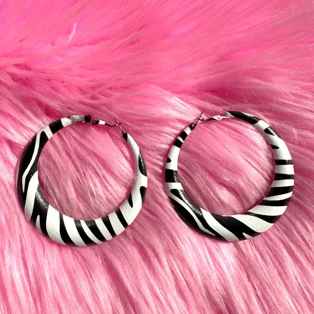 Zebra Striped Geometric Punk Earrings for Women 4