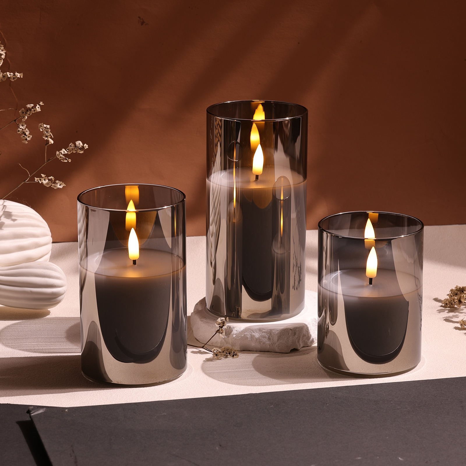 Flameless LED Wax Candle in Glass