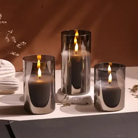 Flameless LED Wax Candle in Glass