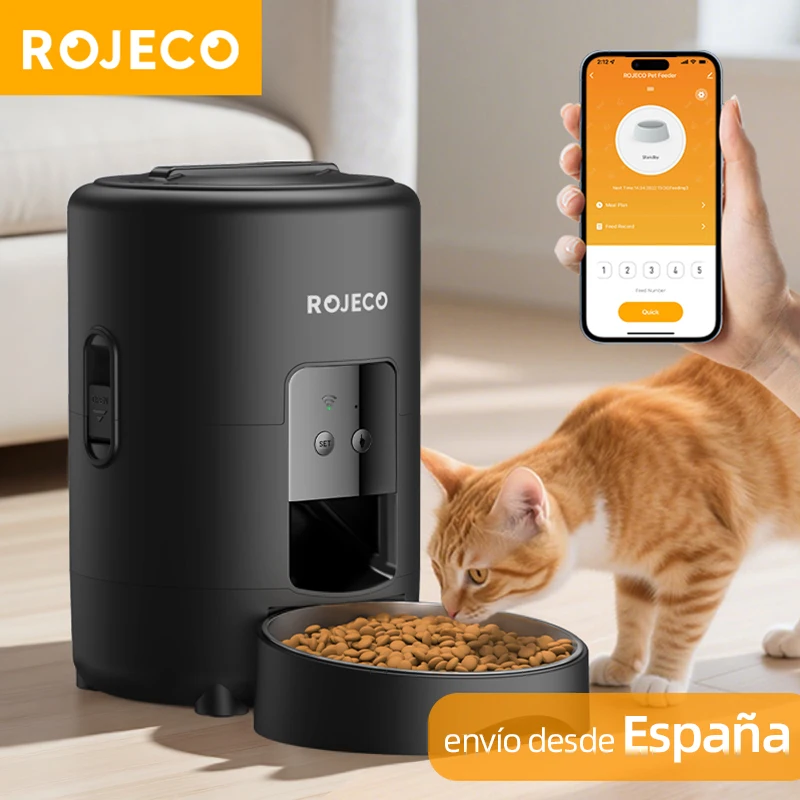 ROJECO Automatischer Futterautomat für Haustiere Knopfversion Katzenfutterspender Zubehör