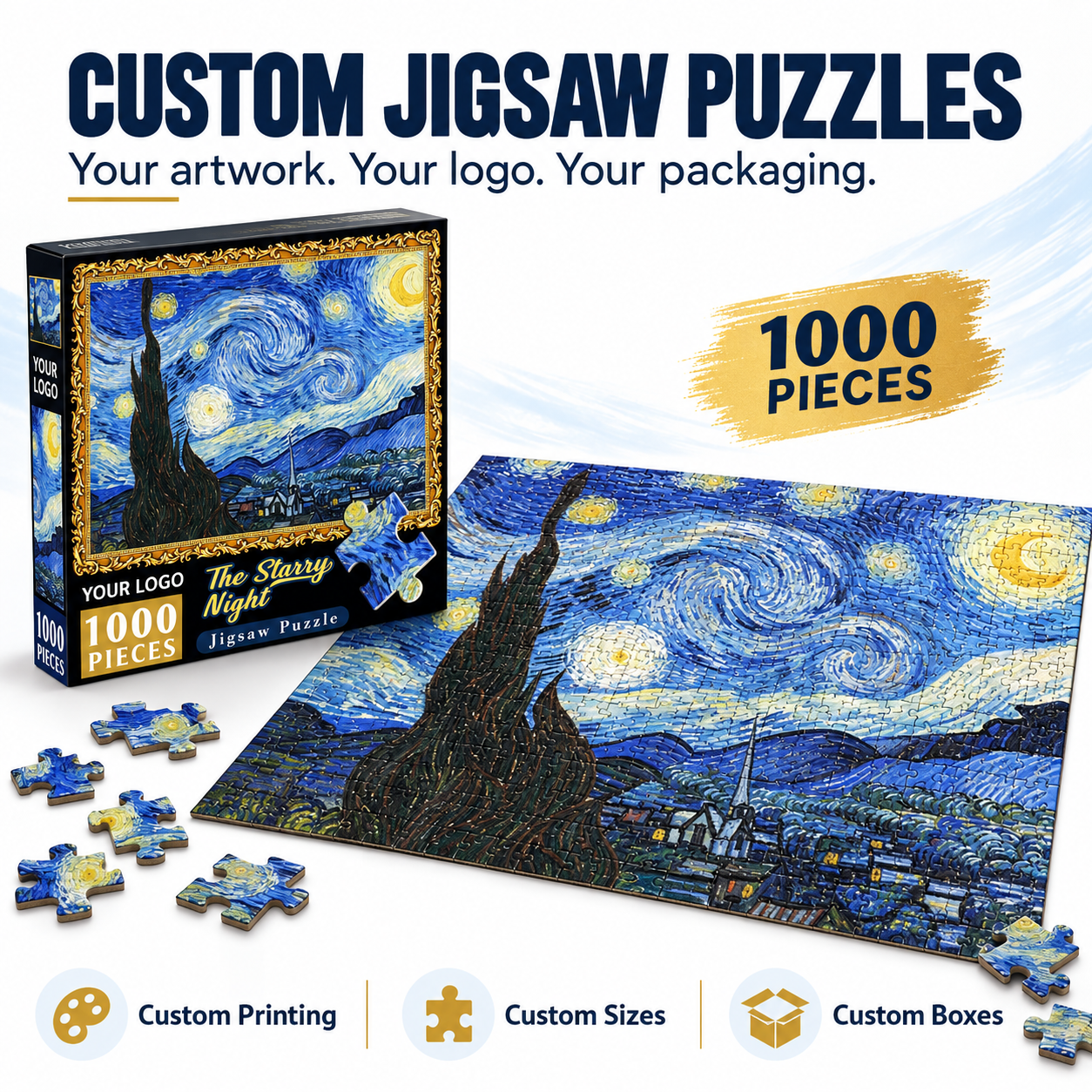 Starry Night Die-Cut Cardboard Puzzle 1000 Pieces