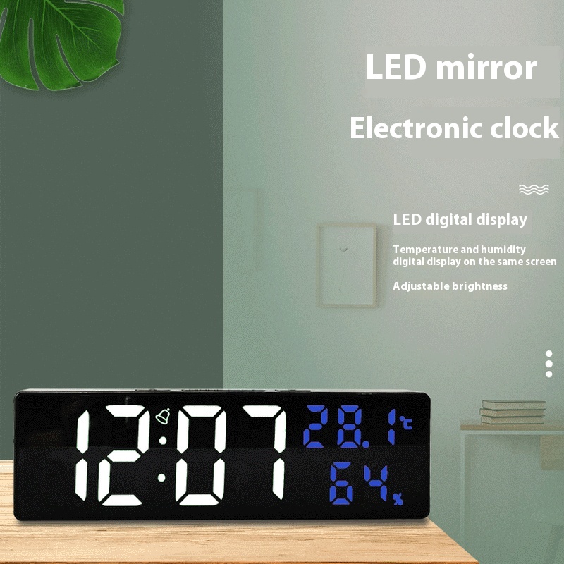 LED-Spiegel-Wecker mit Multifunktion und großem Display