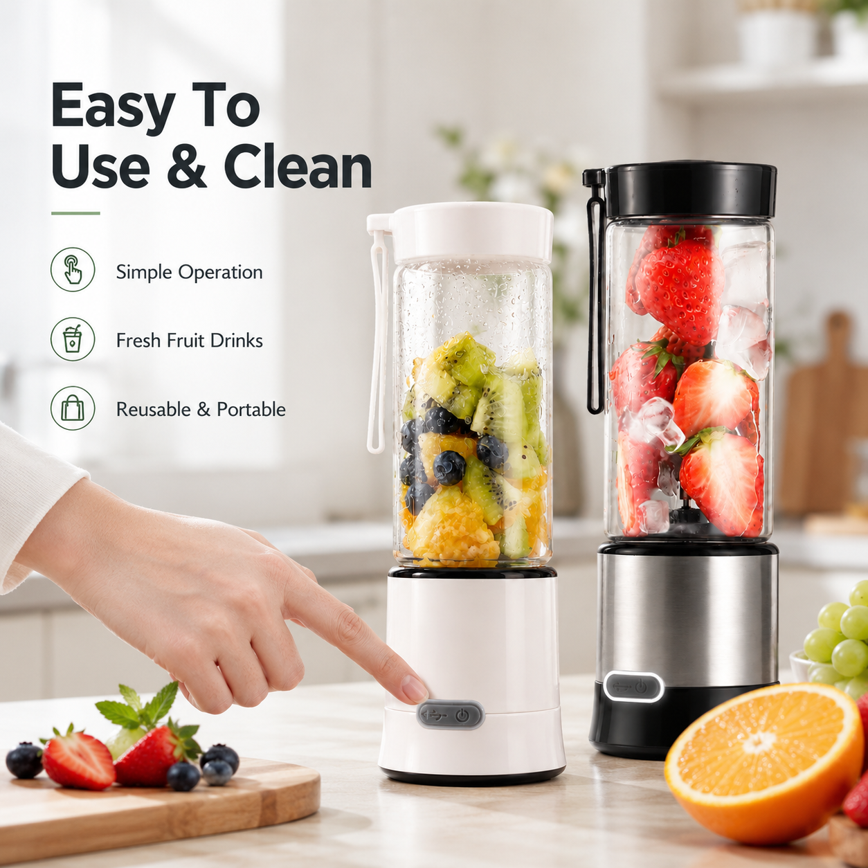 Juicer Blender Portable Fruit Vegetable Extractor USB Rechargeable