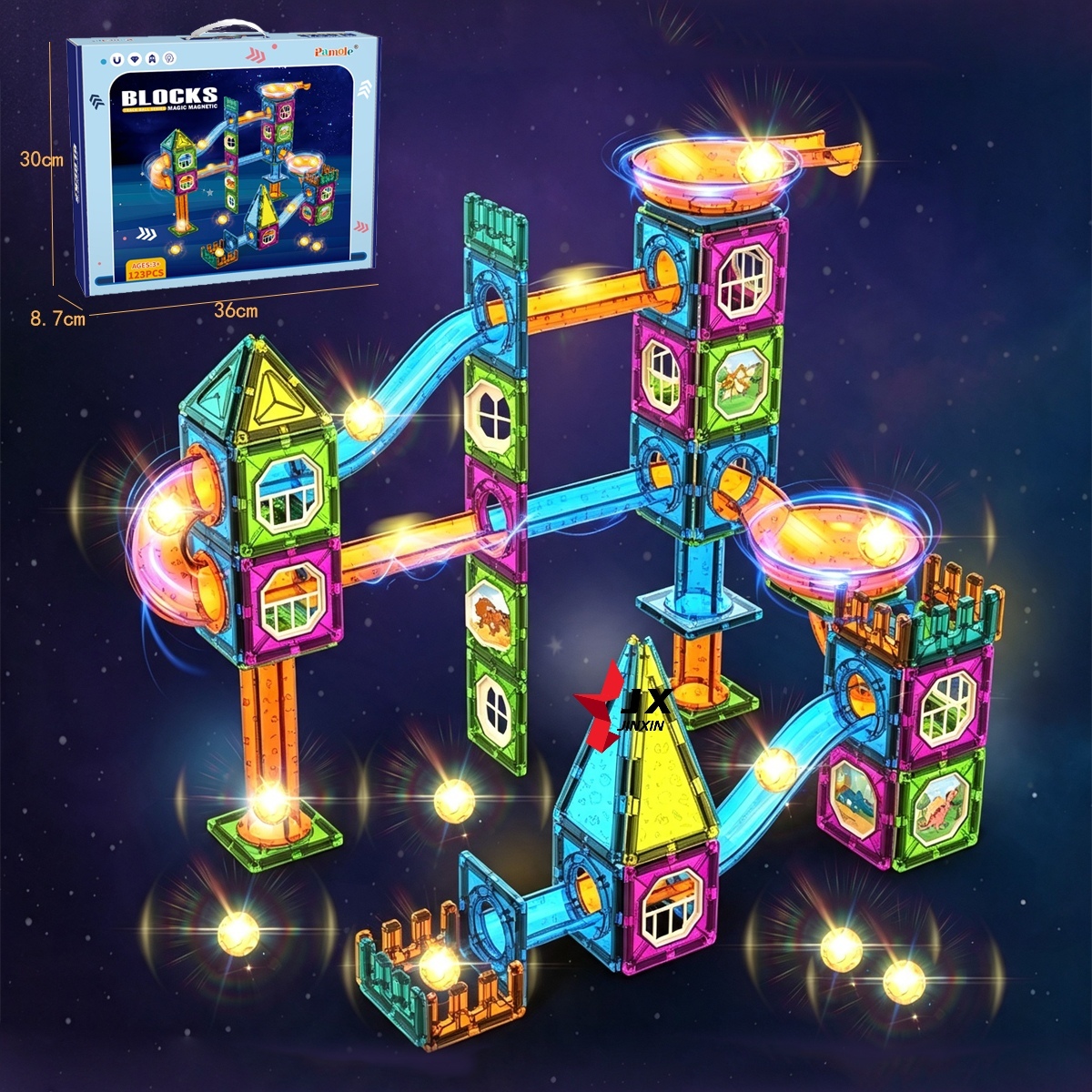 Jinxin Magnetic Building Blocks Pipeline Ball Game Construction 4