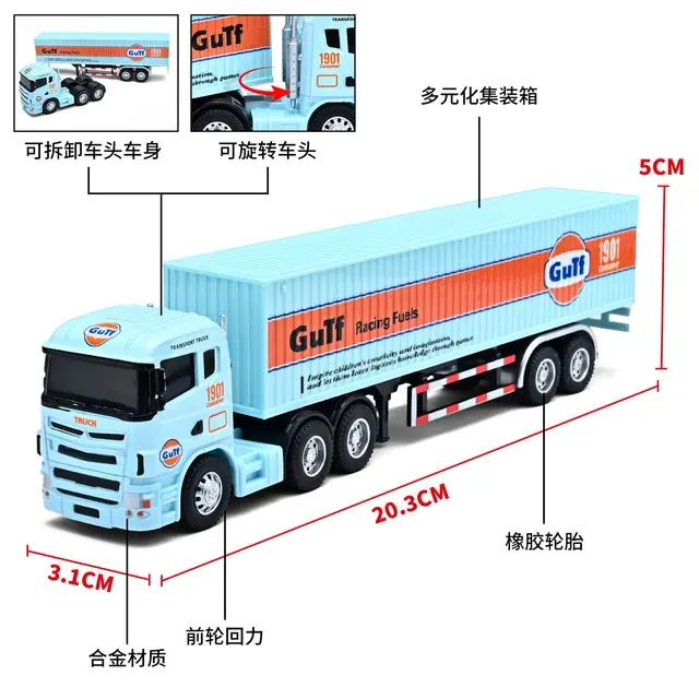 1:64 Metal Truck Model with Trailer 3