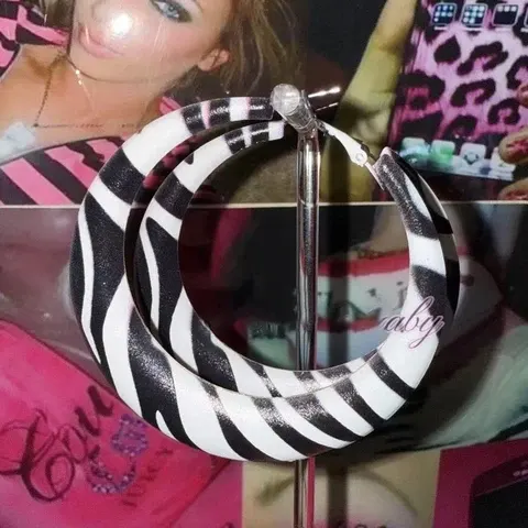 Zebra Striped Geometric Punk Earrings for Women