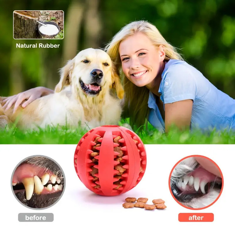 Natural Rubber Pets Dog Toys Treat Dispenser Toy 2