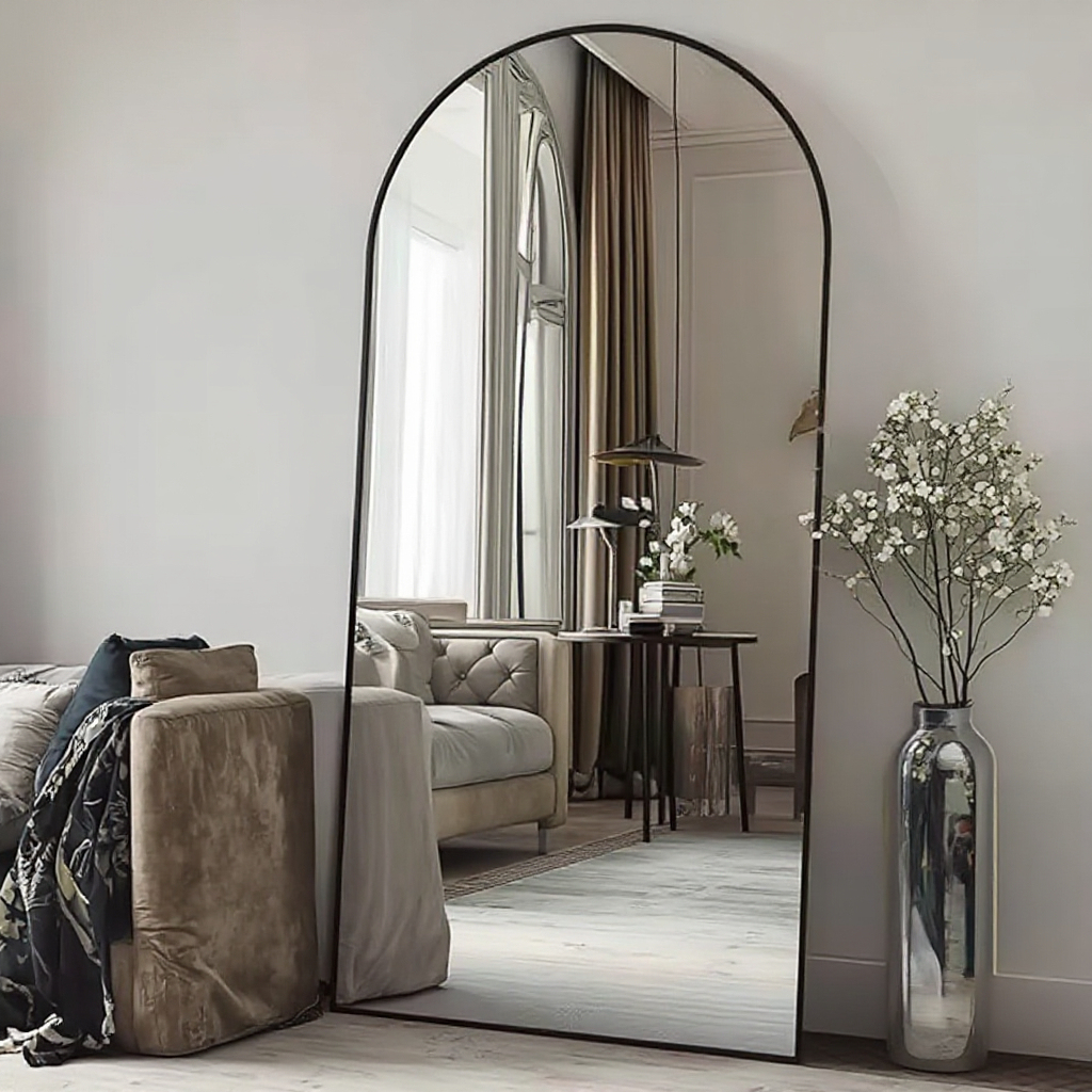 Large Aluminum Arch Floor Mirror 4