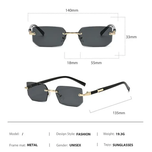 Rimless Rectangle Unisex Y2K Sunglasses 2
