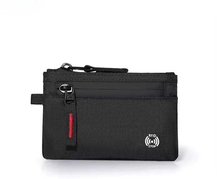 RFID-blockierende Mini-Reisebrieftasche Anti-Scan-Kartenetui mit Schlüsselanhänger Tragbarer Münzbeutel für
