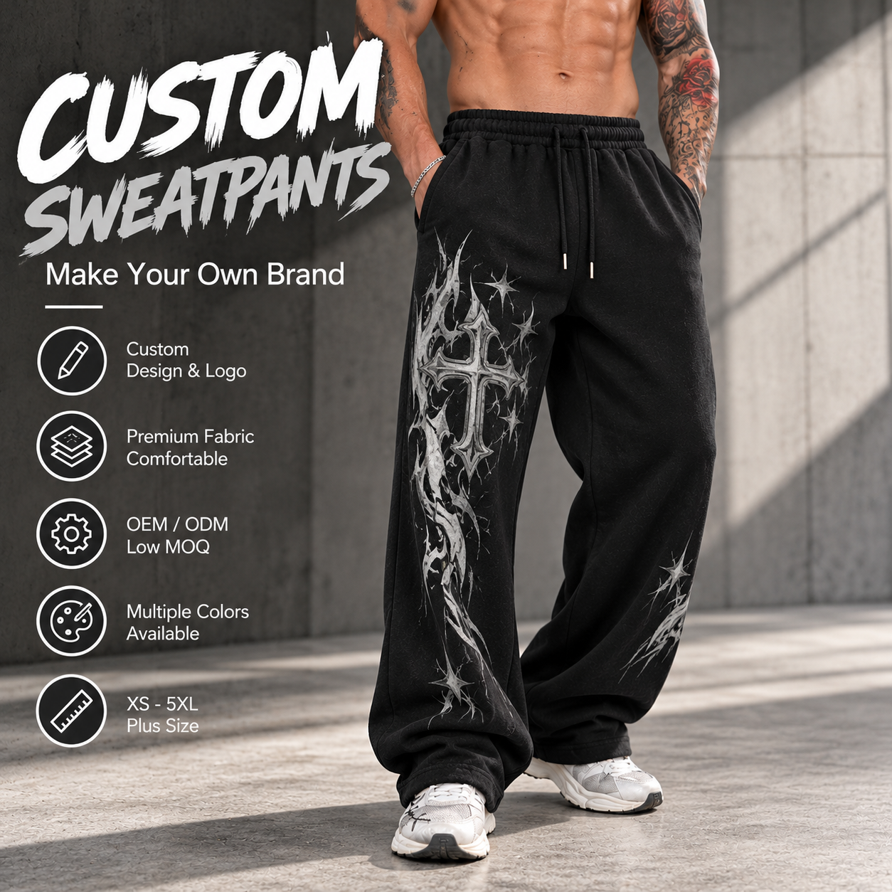 Baggy Sweatpants Men Oversized Graphic Print Streetwear Wide