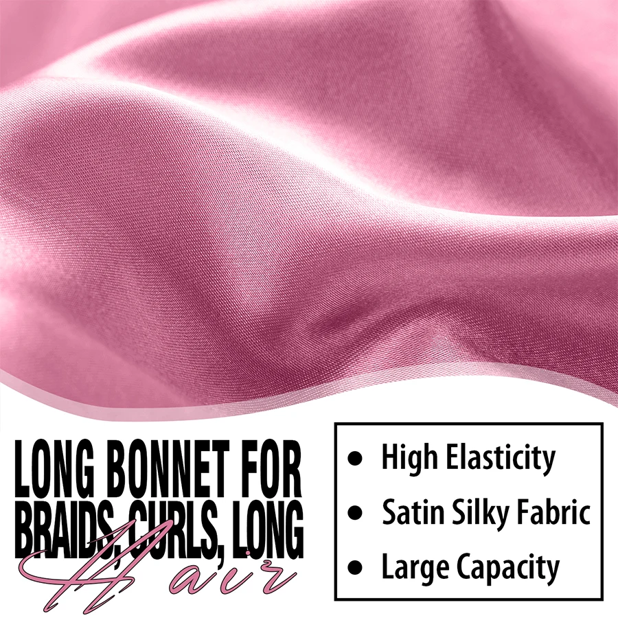 Extra große lange Satin-Haube für Damen 3