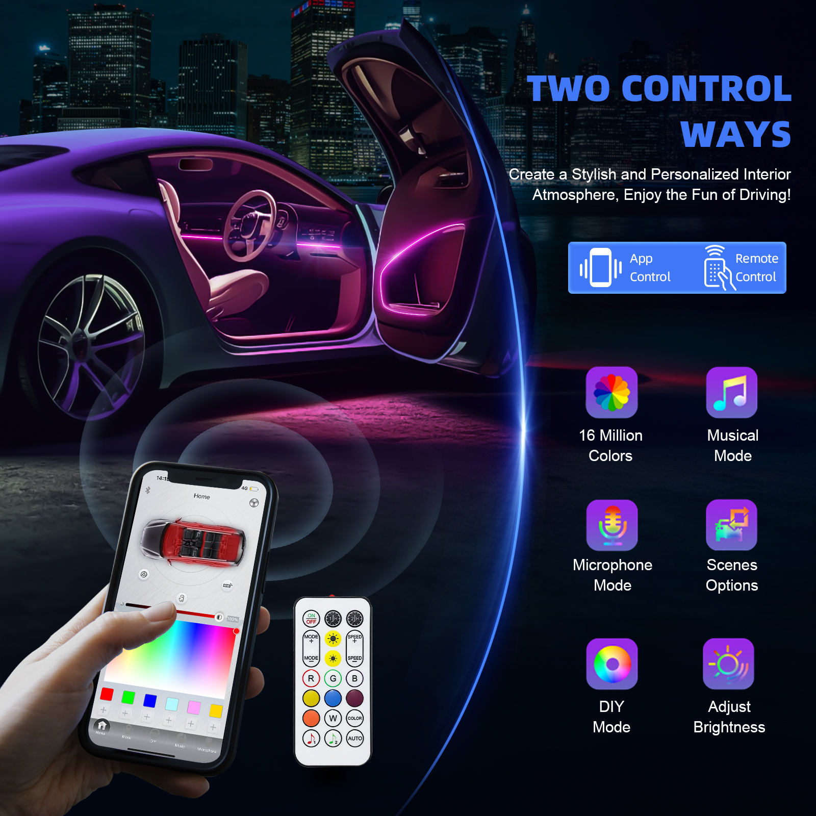 Acrylic LED Neon Car Interior Strip 2