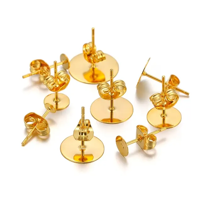 Gold Stainless Steel Earring Post Blanks 2