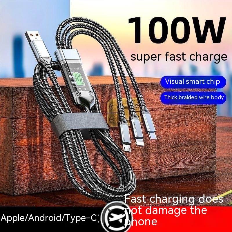 Mobile Phone Data Cable One-to-three Digital Display With 3