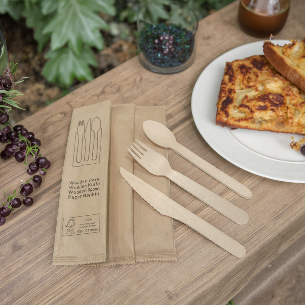 Disposable Biodegradable Wooden Cutlery Set 2
