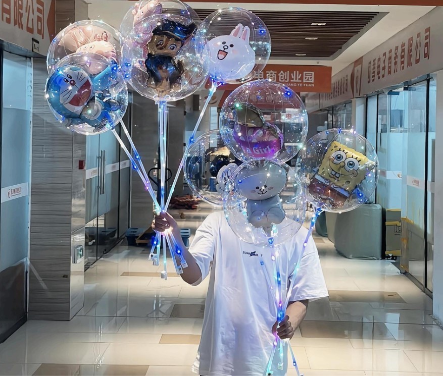 Clear LED Bobo Balloon with Cartoon Figure 2