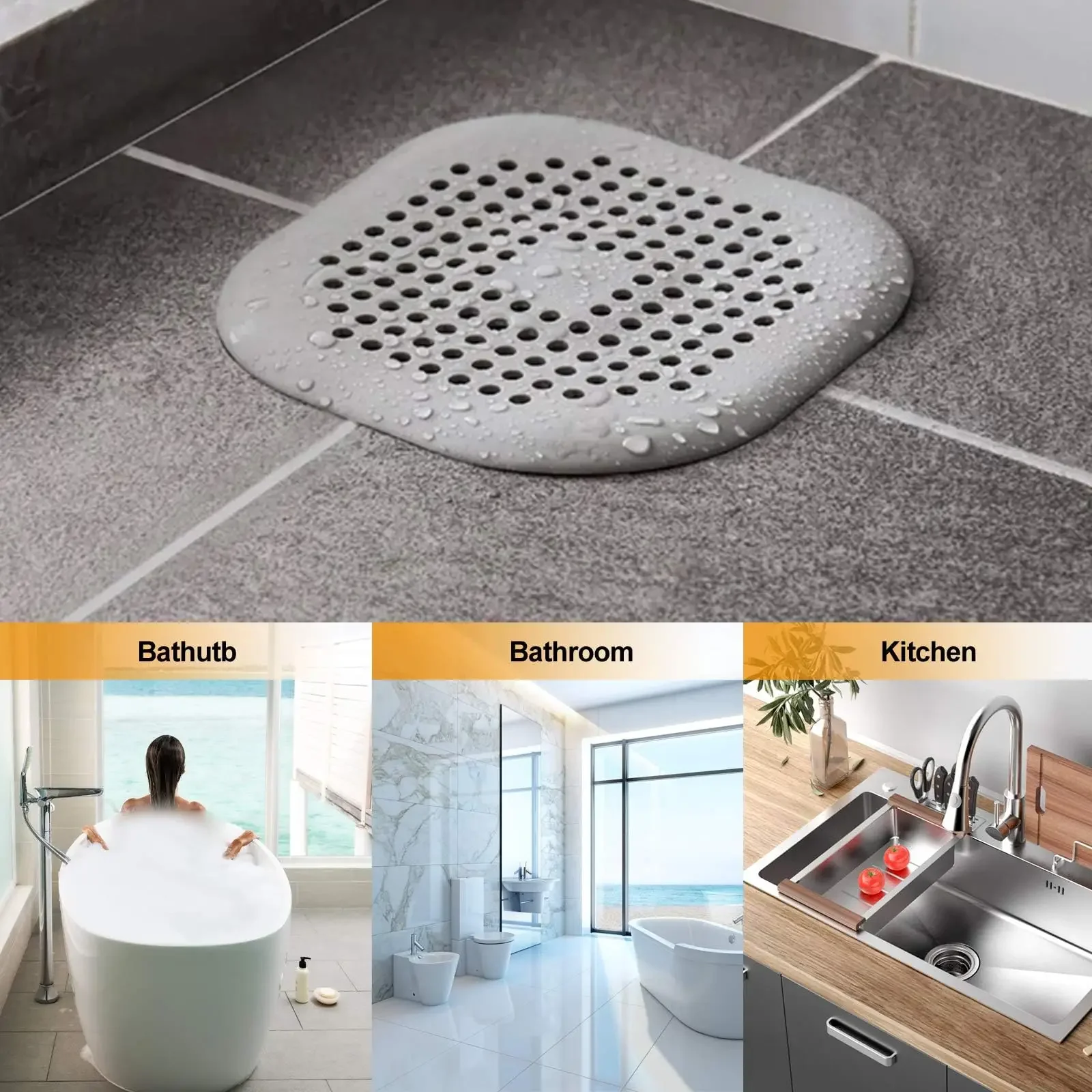 Silicone Floor Drain Filter with Hair Catcher for Shower 2