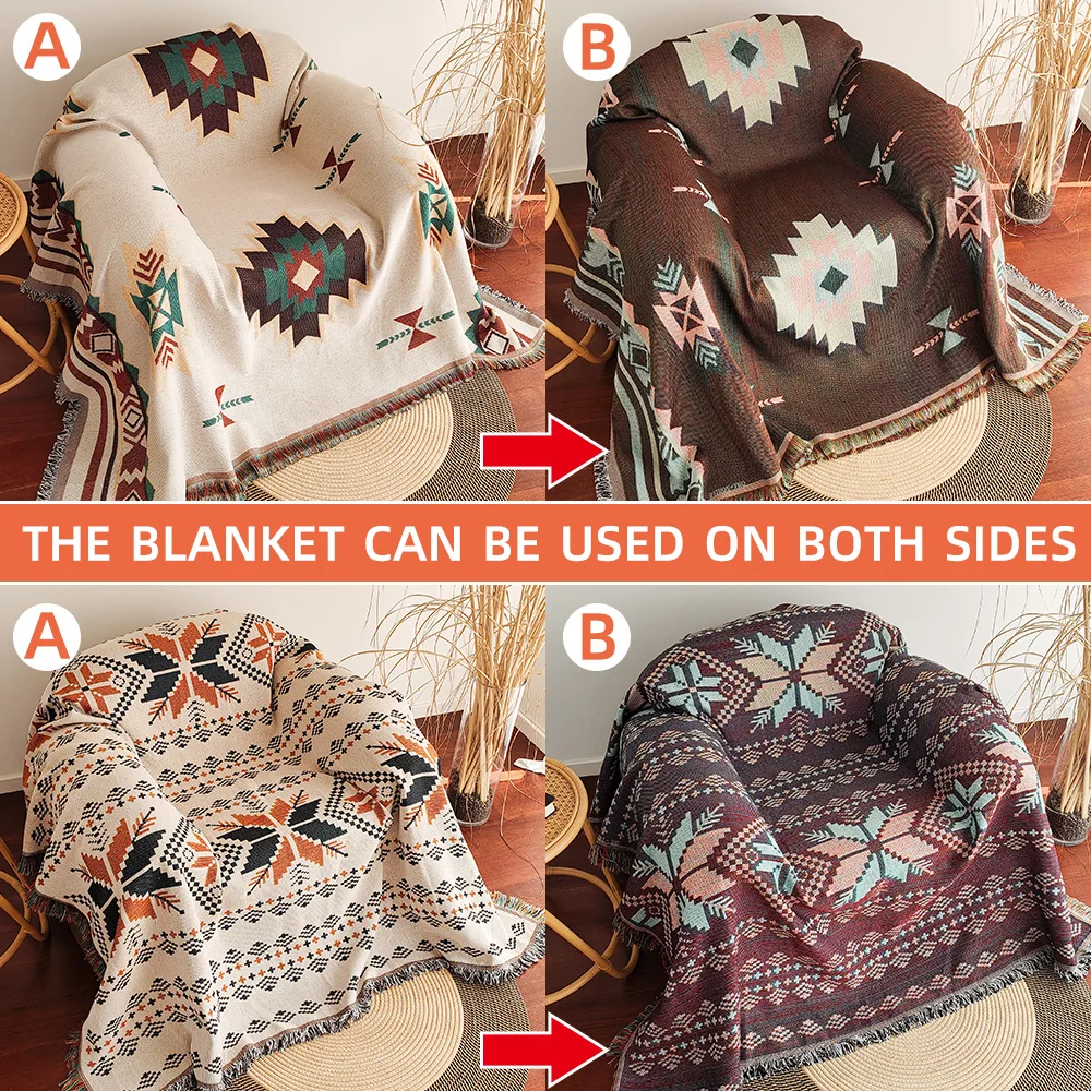 Aztekendecke Übergroße Boho-Überwurfdecke mit Fransen Geometrischer Südwest-Wandteppich Vintage-Überwurfdecken 2