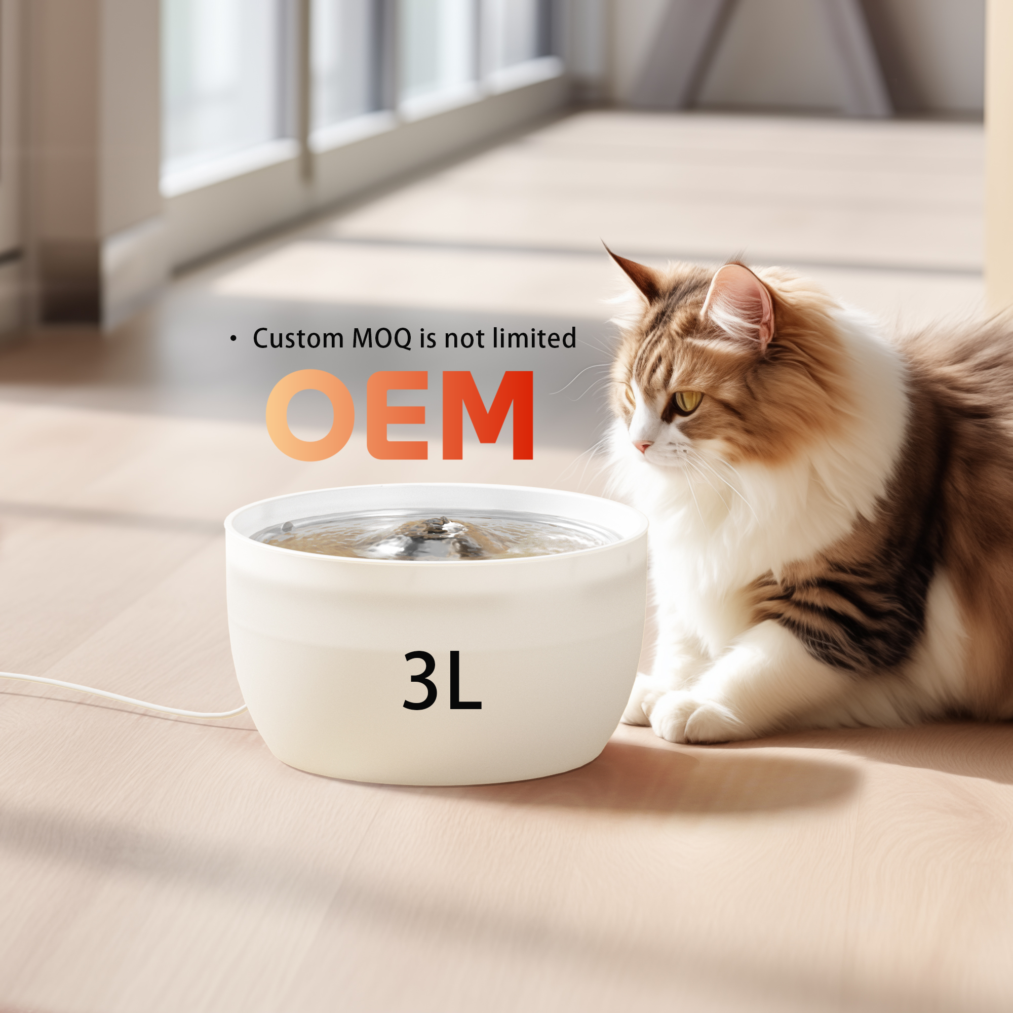 101oz Round Pet Drinking Water Dispenser Ultra-Silent Auto
