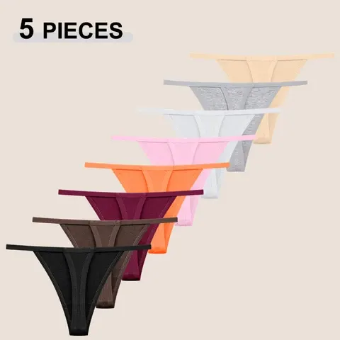 5-Pack Women's Seamless Cotton T-Back Thongs
