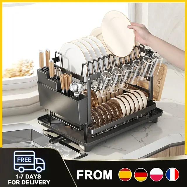 2-Tier Carbon Steel Dish Drying Rack 2