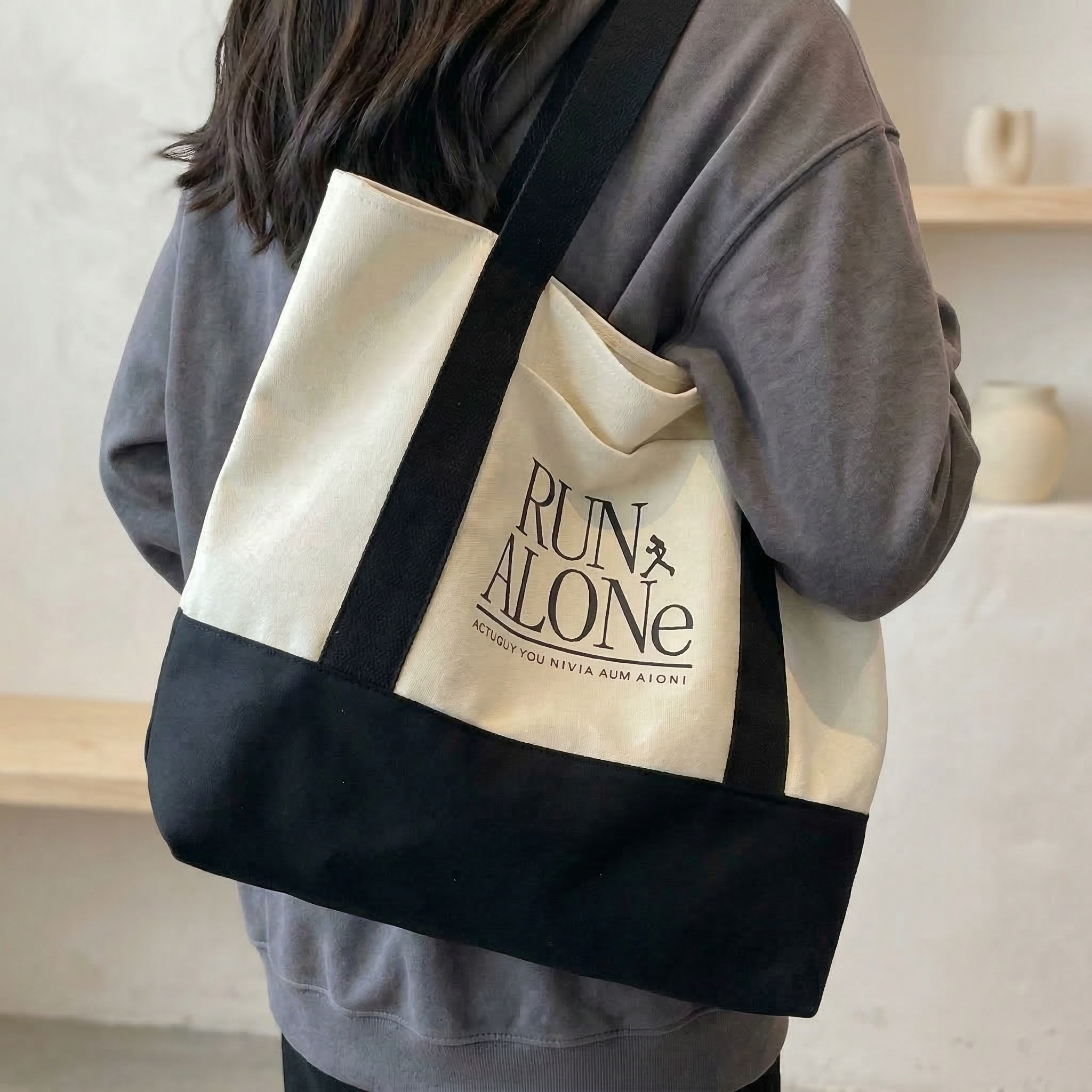 Black Organic Cotton Canvas Tote Bag