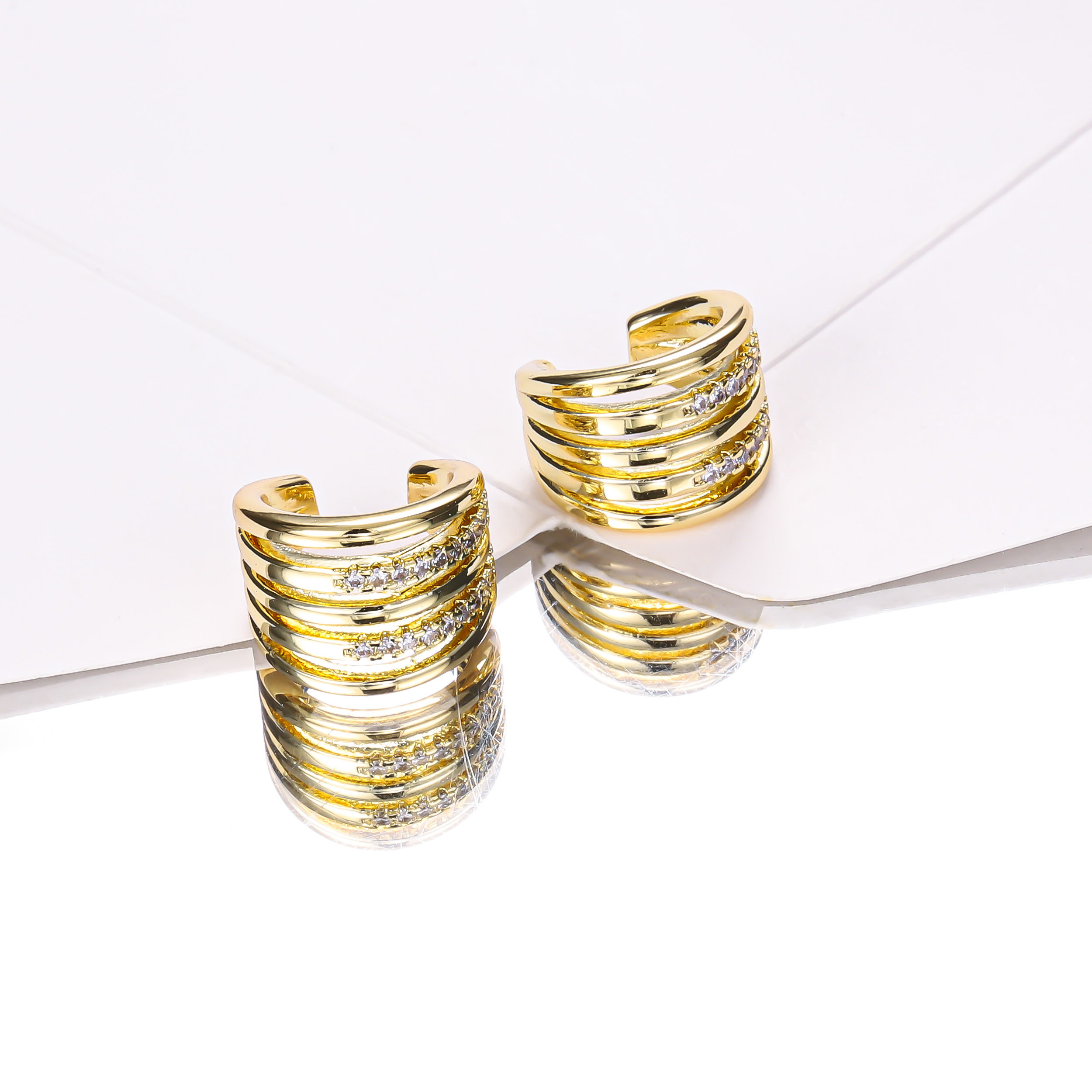 14K Vergoldete Zirkonia Ohrclips ohne Piercing 4