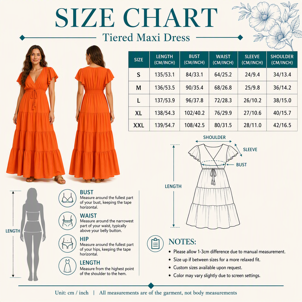 Boho-Maxikleid aus Baumwolle mit Flatterärmeln 4