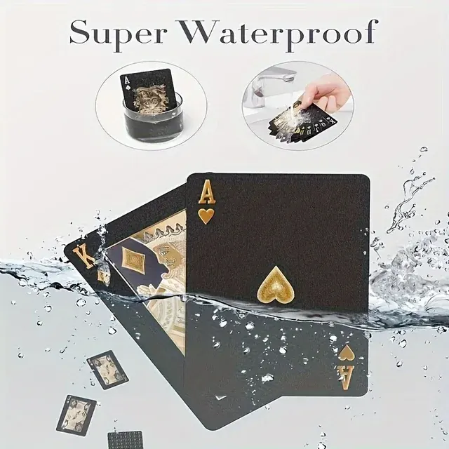 Waterproof Black Gold Playing Card Deck 3