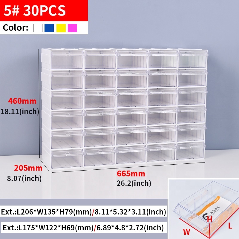 Stackable Desk Organizer Drawer Clear Cabinet Plastic 3