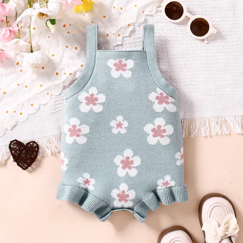Children's Clothing Baby Strap Embroidery Light Blue Vest