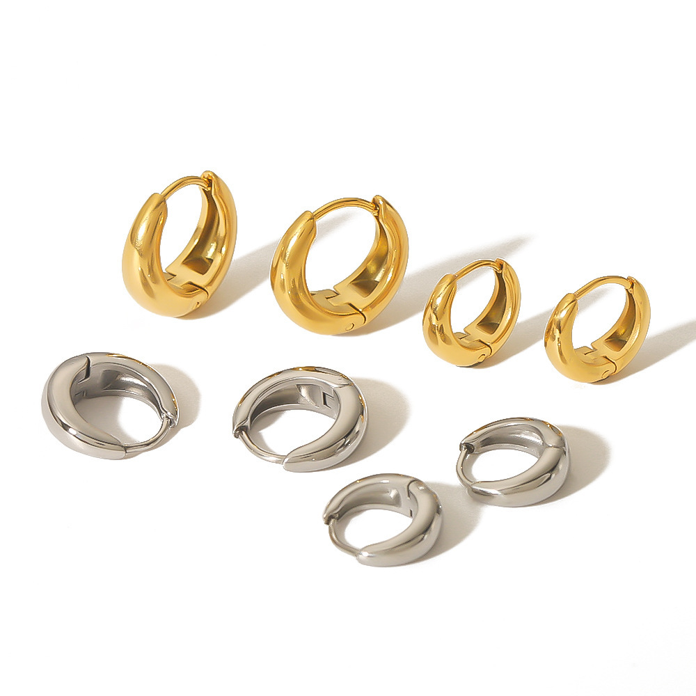 Silver Gold U-Shape Stainless Steel Hoops 3
